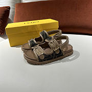Fendi Sandal Kid Feel Brown FF Fabric Brown - 5