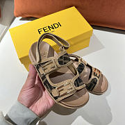 Fendi Sandal Kid Feel Brown FF Fabric Brown - 4