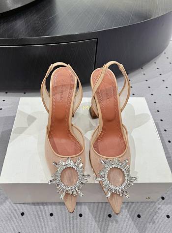 Amina Muaddi Begum Mesh Sling 95 Beige Mesh
