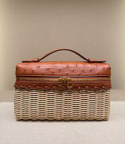Loro Piana Extra Pocket L19 East-West Wicker Ostrich Brown - 11x19x7cm - 5