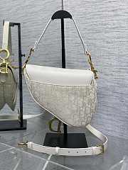 Saddle Bag with Strap Latte Smooth Calfskin and Dior Oblique Denim Embroidered Gold Metallic - 25.5x6.5x20cm - 6