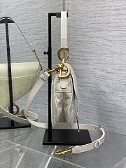 Saddle Bag with Strap Latte Smooth Calfskin and Dior Oblique Denim Embroidered Gold Metallic - 25.5x6.5x20cm - 5