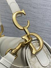 Saddle Bag with Strap Latte Smooth Calfskin and Dior Oblique Denim Embroidered Gold Metallic - 25.5x6.5x20cm - 4
