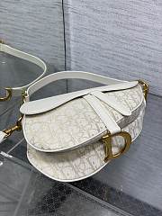Saddle Bag with Strap Latte Smooth Calfskin and Dior Oblique Denim Embroidered Gold Metallic - 25.5x6.5x20cm - 2