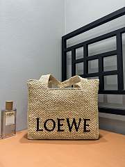 Loewe Natural Raffia Medium Font Tote - 30x15x25.5cm - 1