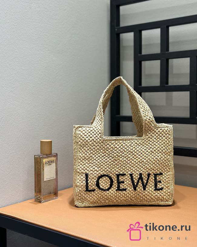 Loewe Natural Raffia Small Font Tote - 24x11x19.5cm - 1