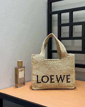 Loewe Natural Raffia Small Font Tote - 24x11x19.5cm