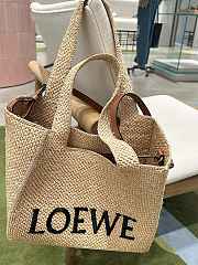 Loewe Natural Raffia Medium Font Tote - 30x15x25.5cm - 3