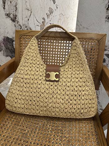 Celine Cabas Triangle In Raffia And Calfskin - 45x23x6cm