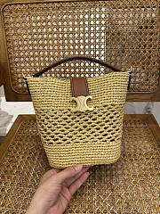 Celine Small Louise Bucket In Raffia And Calfskin - 16x19x12cm - 1