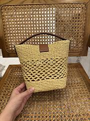 Celine Small Louise Bucket In Raffia And Calfskin - 16x19x12cm - 3