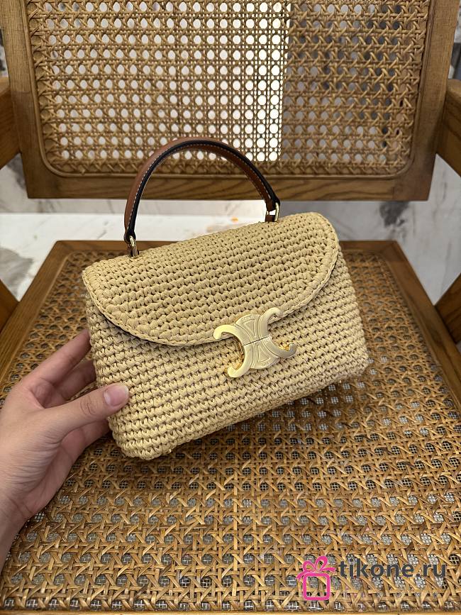 Celine Teen Nino Bag In Raffia And Calfskin - 20.5x13x8cm - 1