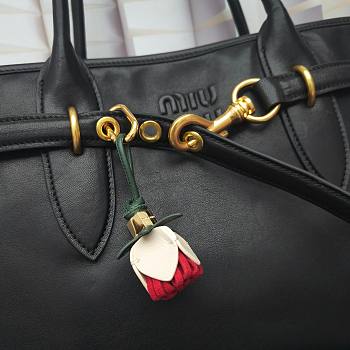 Miumiu Sand/ Red Leather Flower Micro Trick 