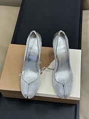 MaisonMargiela x Christian Louboutin Bridiela Una Strass 100 mm Pumps Strass Mesh and Patent Calf Leather Silver  - 5