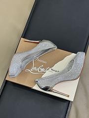 MaisonMargiela x Christian Louboutin Bridiela Una Strass 100 mm Pumps Strass Mesh and Patent Calf Leather Silver  - 4