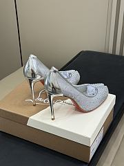 MaisonMargiela x Christian Louboutin Bridiela Una Strass 100 mm Pumps Strass Mesh and Patent Calf Leather Silver  - 2