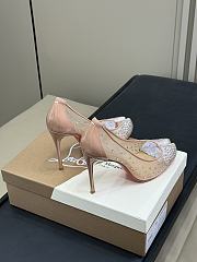 MaisonMargiela x Christian Louboutin Bridiela Una Strass 100 mm Pumps Strass Mesh and Patent Calf Leather Blush - 5
