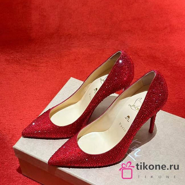 Christian Louboutin Red Leather Strass Degrade So Kate Pumps 10mm - 1