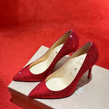 Christian Louboutin Red Leather Strass Degrade So Kate Pumps 10mm