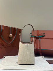 Loro Piana Bobbin Bucket Bag Cotton Linen Natural/Caramel Sugar - 21x16x13cm - 5