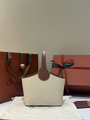 Loro Piana Bobbin Bucket Bag Cotton Linen Natural/Caramel Sugar - 21x16x13cm - 6