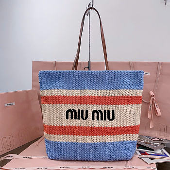 Miumiu Raffia-Effect Woven Tote Bag 17940 - 40x34x16cm