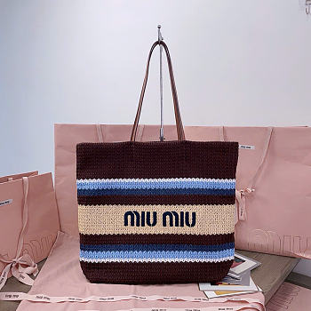 Miumiu Raffia-Effect Woven Tote Bag 17943 - 40x34x16cm