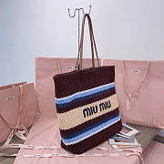 Miumiu Raffia-Effect Woven Tote Bag 17943 - 40x34x16cm - 4