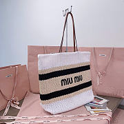 Miumiu Raffia-Effect Woven Tote Bag 17944 - 40x34x16cm - 4
