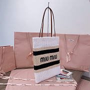Miumiu Raffia-Effect Woven Tote Bag 17944 - 41x32cm - 5