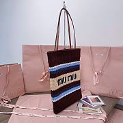 Miumiu Raffia-Effect Woven Tote Bag 17945 - 41x32cm - 6