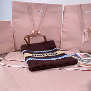 Miumiu Raffia-Effect Woven Tote Bag 17945 - 41x32cm - 4