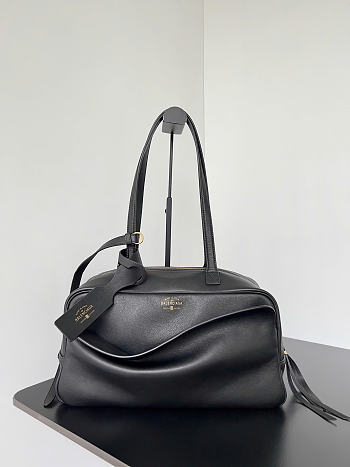Balenciaga Carrie Bowling Bag Medium in Black Calfskin - 35.8x18.7x16.5cm