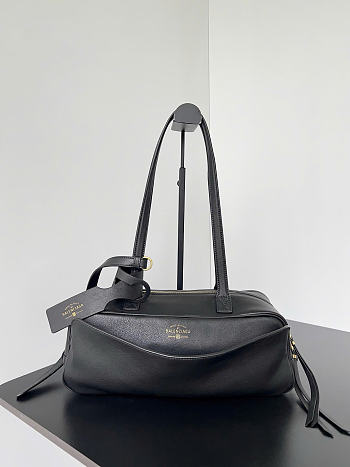 Balenciaga Carrie Bowling Bag Small in Black Calfskin - 30.9x11.9x11.9cm