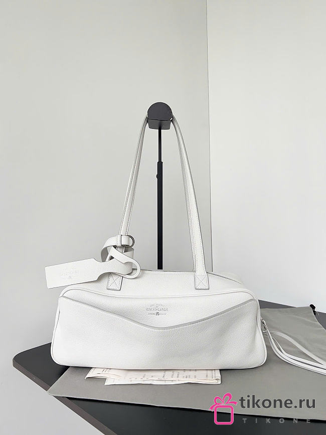 Balenciaga Carrie Bowling Bag Small in White Calfskin - 30.9x11.9x11.9cm - 1