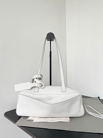 Balenciaga Carrie Bowling Bag Small in White Calfskin - 30.9x11.9x11.9cm