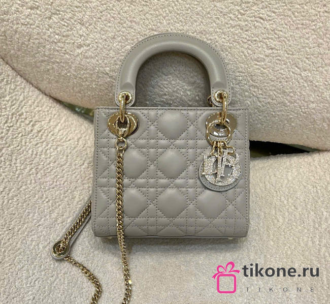 Mini Lady Dior Bag Gray Cannage Lambskin - 17x15x7cm - 1