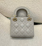Mini Lady Dior Bag Gray Cannage Lambskin - 17x15x7cm - 5