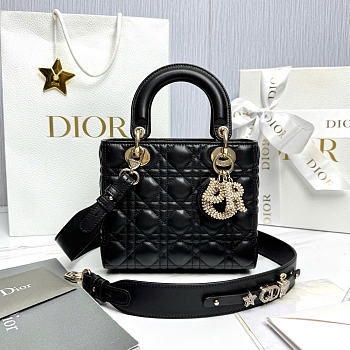 Small Lady Dior My ABCDior Bag Black Cannage Lambskin - 20x18x8cm