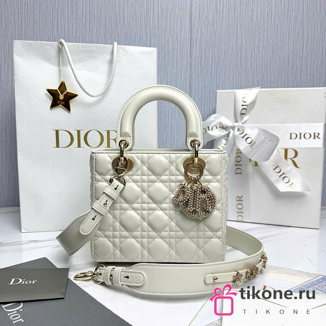 Small Lady Dior My ABCDior Bag White Cannage Lambskin - 20x18x8cm - 1