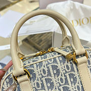 D-Vibe East-West Nano Bag Blue Dior Oblique Chambray with Raffia Effect and Light Biscuit Smooth Calfskin - 20.5x12x7cm - 4
