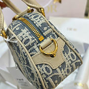 D-Vibe East-West Nano Bag Blue Dior Oblique Chambray with Raffia Effect and Light Biscuit Smooth Calfskin - 20.5x12x7cm - 3