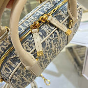 D-Vibe East-West Nano Bag Blue Dior Oblique Chambray with Raffia Effect and Light Biscuit Smooth Calfskin - 20.5x12x7cm - 2