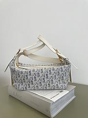 Dior Small D-Journey Bag Blue Dior Oblique Chambray with Raffia Effect and Light Biscuit Smooth Calfskin - 25.5x14.5x14cm  - 1