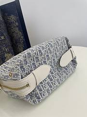 Dior Small D-Journey Bag Blue Dior Oblique Chambray with Raffia Effect and Light Biscuit Smooth Calfskin - 25.5x14.5x14cm  - 6