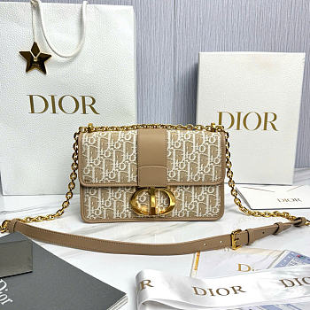 Dior 30 Montaigne Chain Bag Natural Dior Oblique Jacquard - 25x16.5x9cm
