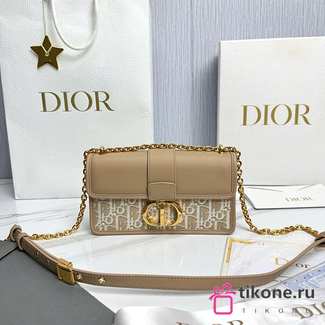 30 Montaigne East-West Bag with Chain Dior Oblique Jacquard and Natural Smooth Calfskin - 21x12x6cm - 1