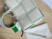Bottega Veneta Small Intrecciato Topstitch Leather Tote In White Green - 30x20x11.5cm - 2