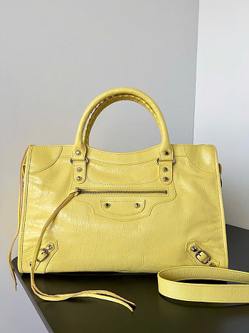 Balenciaga Le City Bag Medium in Yellow Arena Lambskin - 38x24x13cm