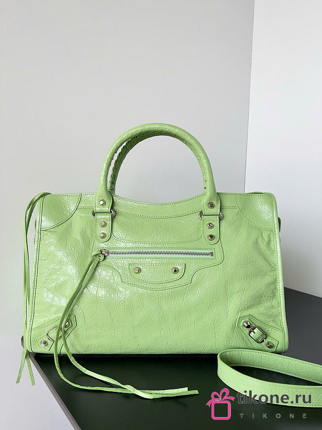 Balenciaga Le City Bag Medium in Green Arena Lambskin - 38x24x13cm - 1